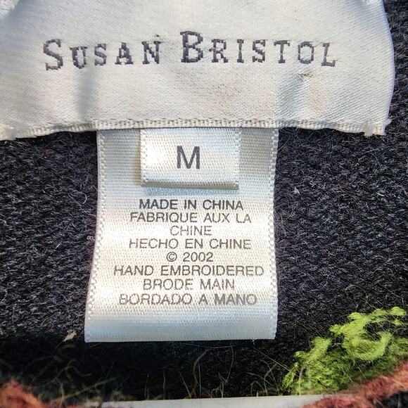 Vintage Susan Bristol Puzzle Knit Cardigan Size M Embroidery Silk Angora Autism - Picture 14 of 15